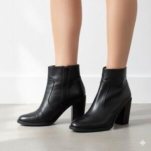 Gianni Bini black leather block heel ankle boots size - size 9